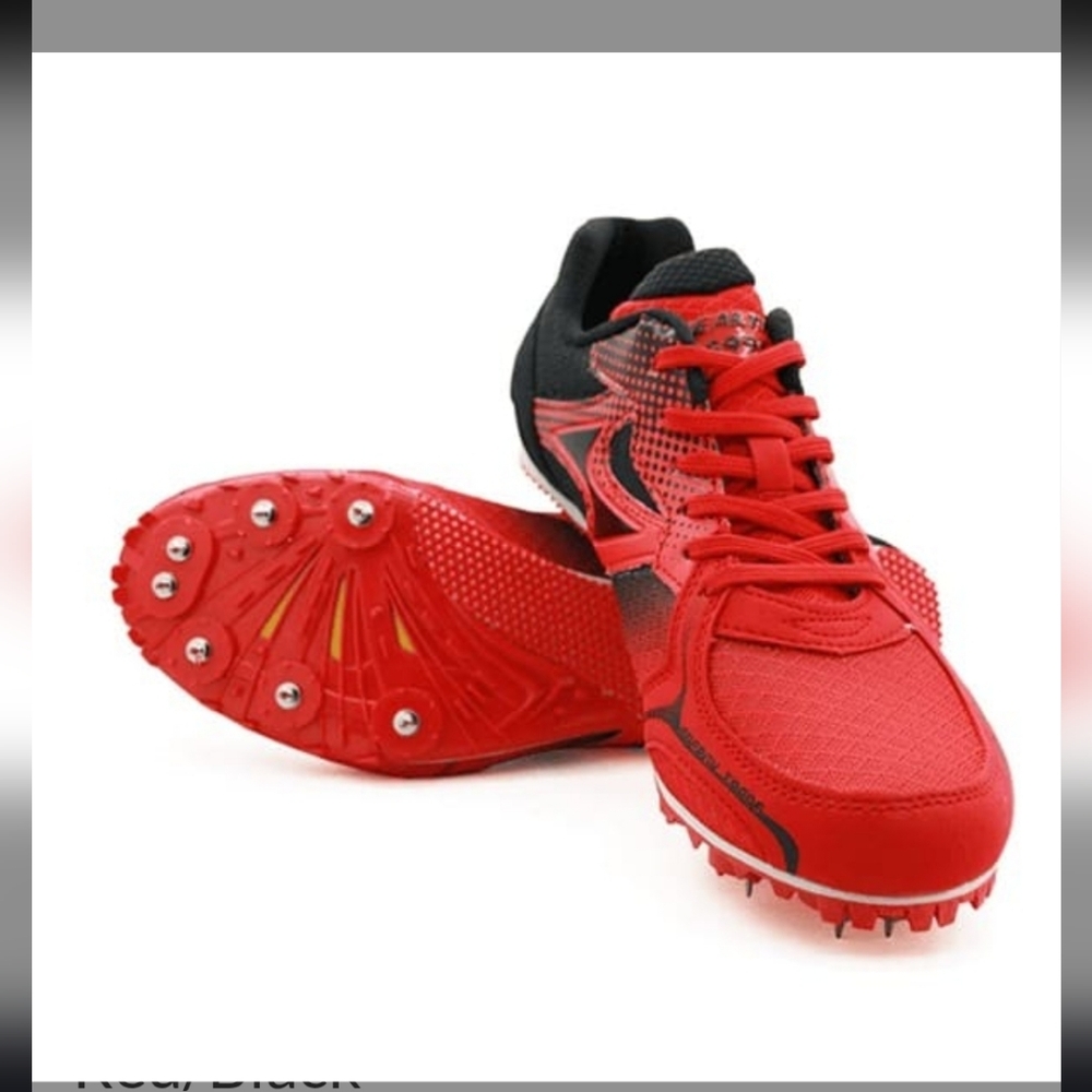 Health NWT Red and Black Spiked Track Shoes Men's Size 12 FF#290